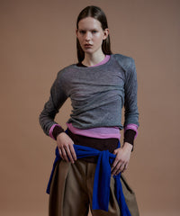 Shoulder Pad Sheer Knit Top