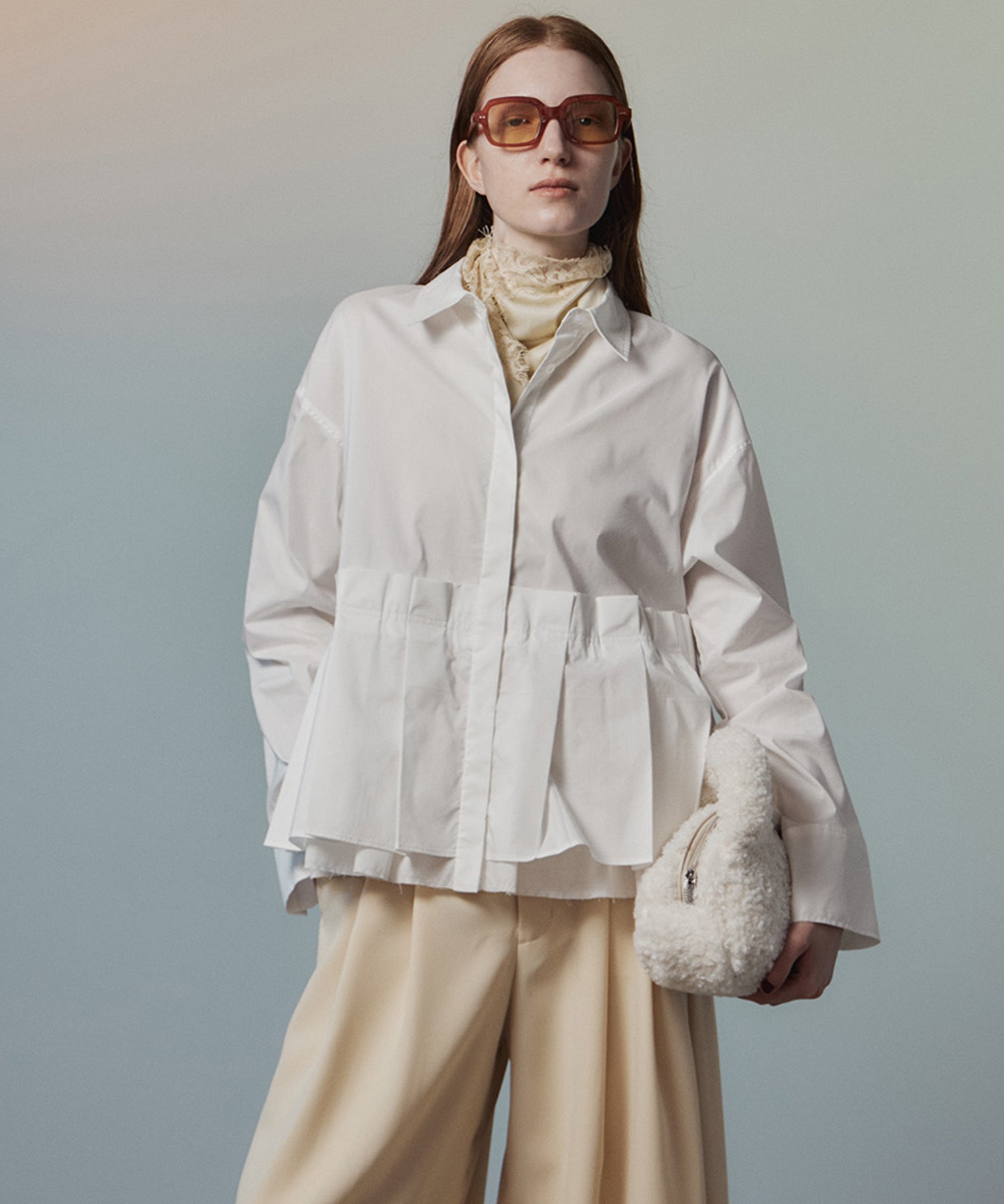 【26AUTUMN PRE-ORDER】Tuck Pleated Peplum Shirt