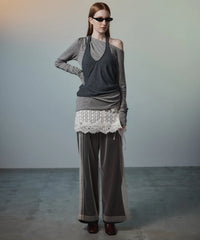 Tulle Side Line Jersey Pants