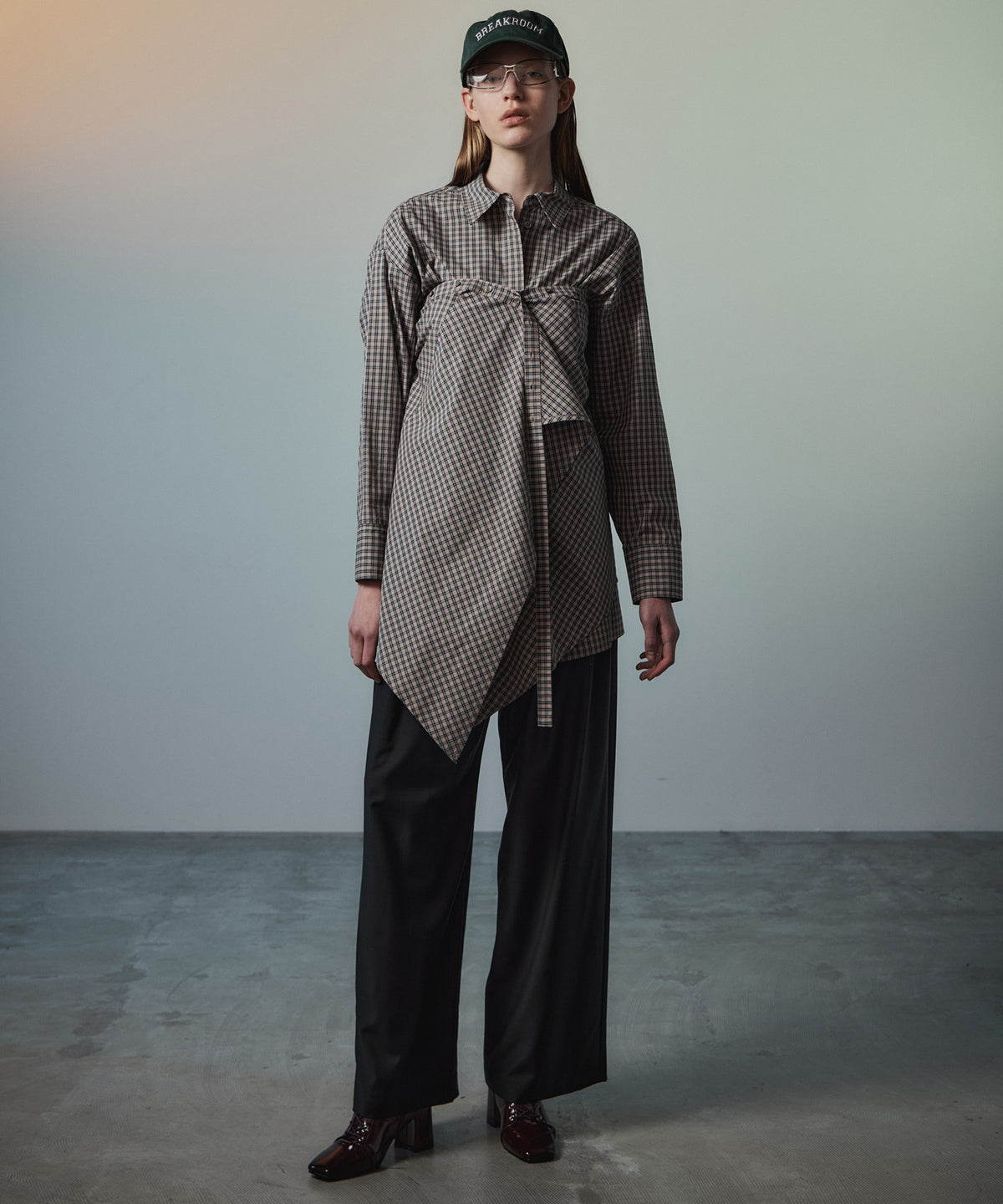 Multi-Apron Oversized Check Shirt