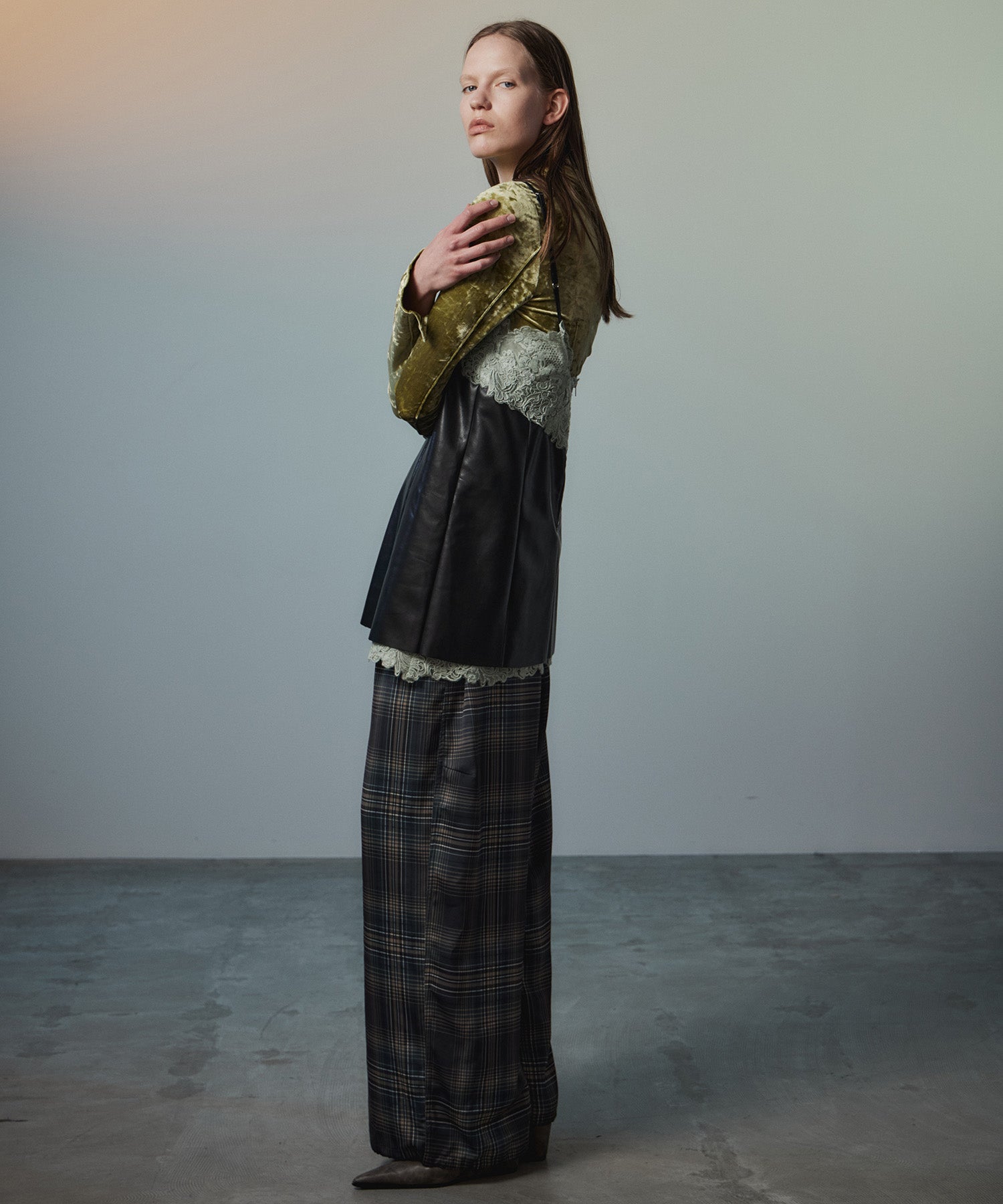 【26AUTUMN PRE-ORDER】Satin Check Easy Pants