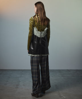 【26AUTUMN PRE-ORDER】Lace-Trim Vegan Leather Tunic