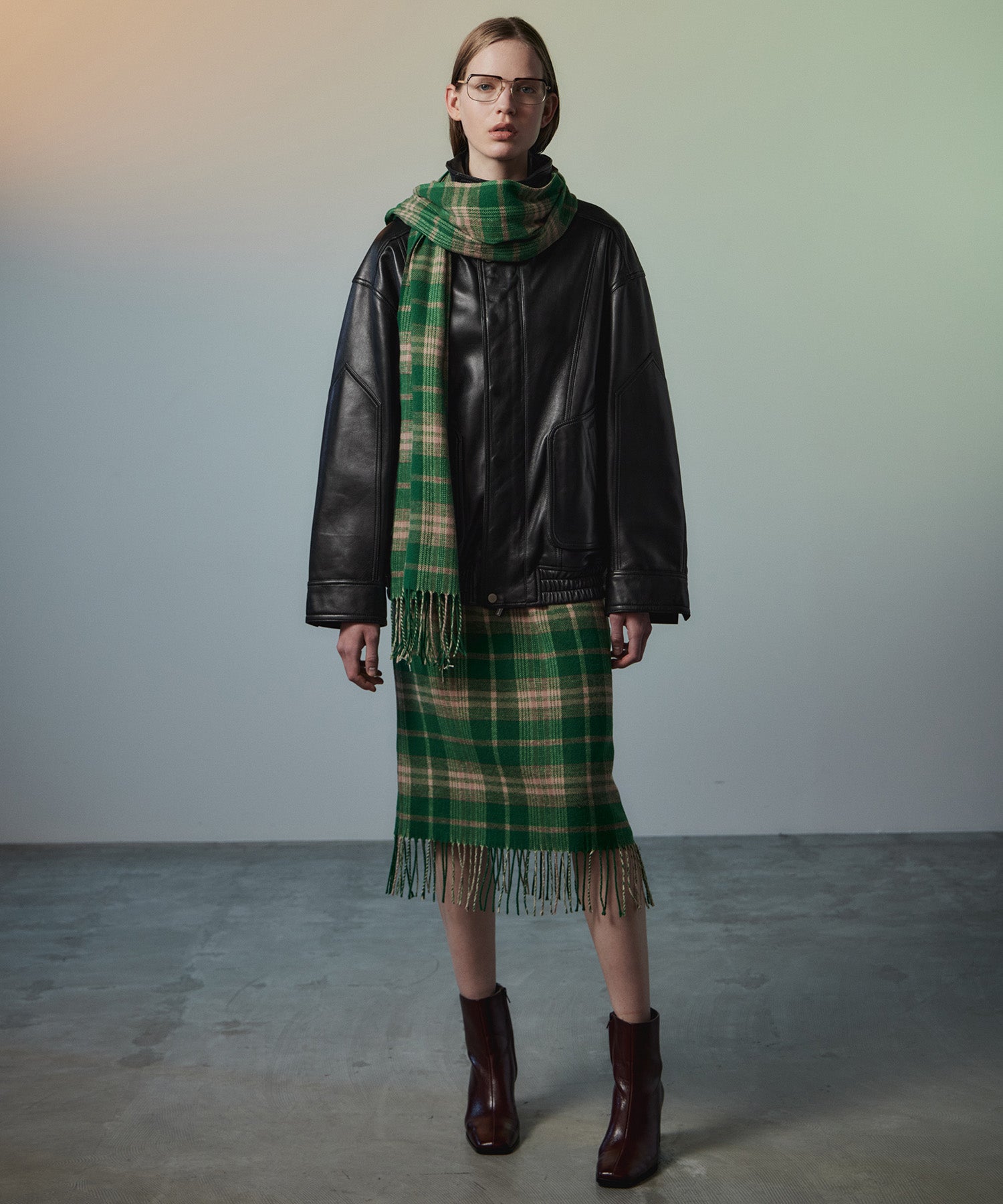 26AUTUMN PRE-ORDER】Check Fringe Skirt