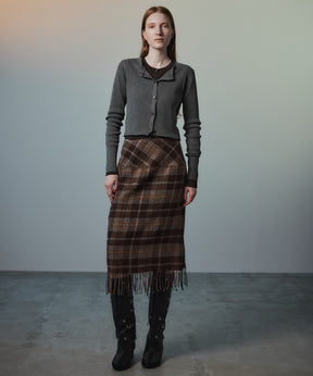 【26AUTUMN PRE-ORDER】Check Fringe Skirt