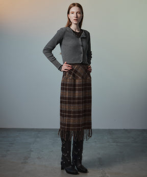 【26AUTUMN PRE-ORDER】Check Fringe Skirt