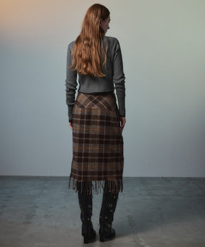 【26AUTUMN PRE-ORDER】Check Fringe Skirt