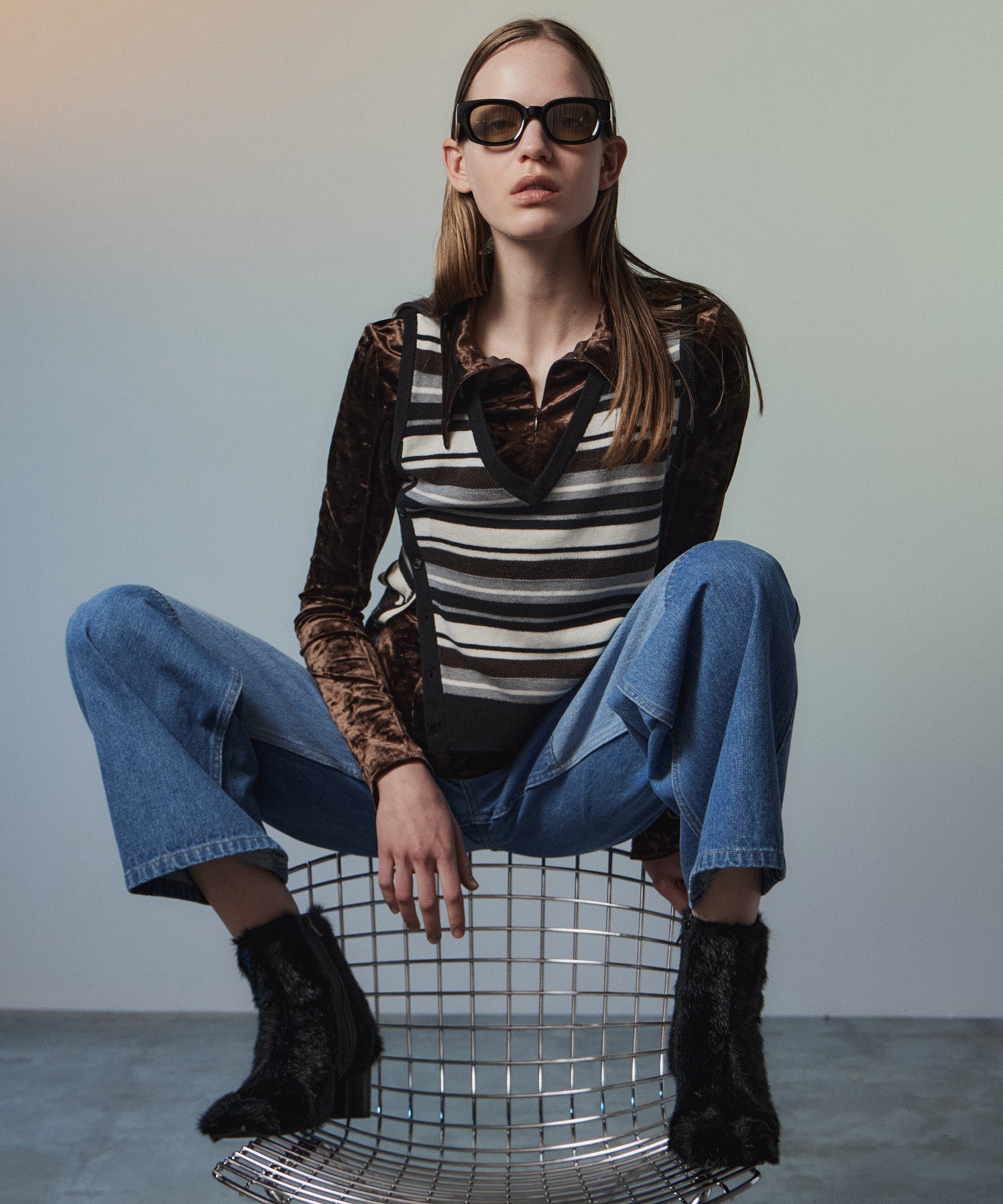 【26AUTUMN PRE-ORDER】Multi-Border Knit Vest
