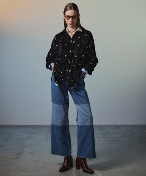 【26AUTUMN PRE-ORDER】Flower Embroidery Velour Overshirt