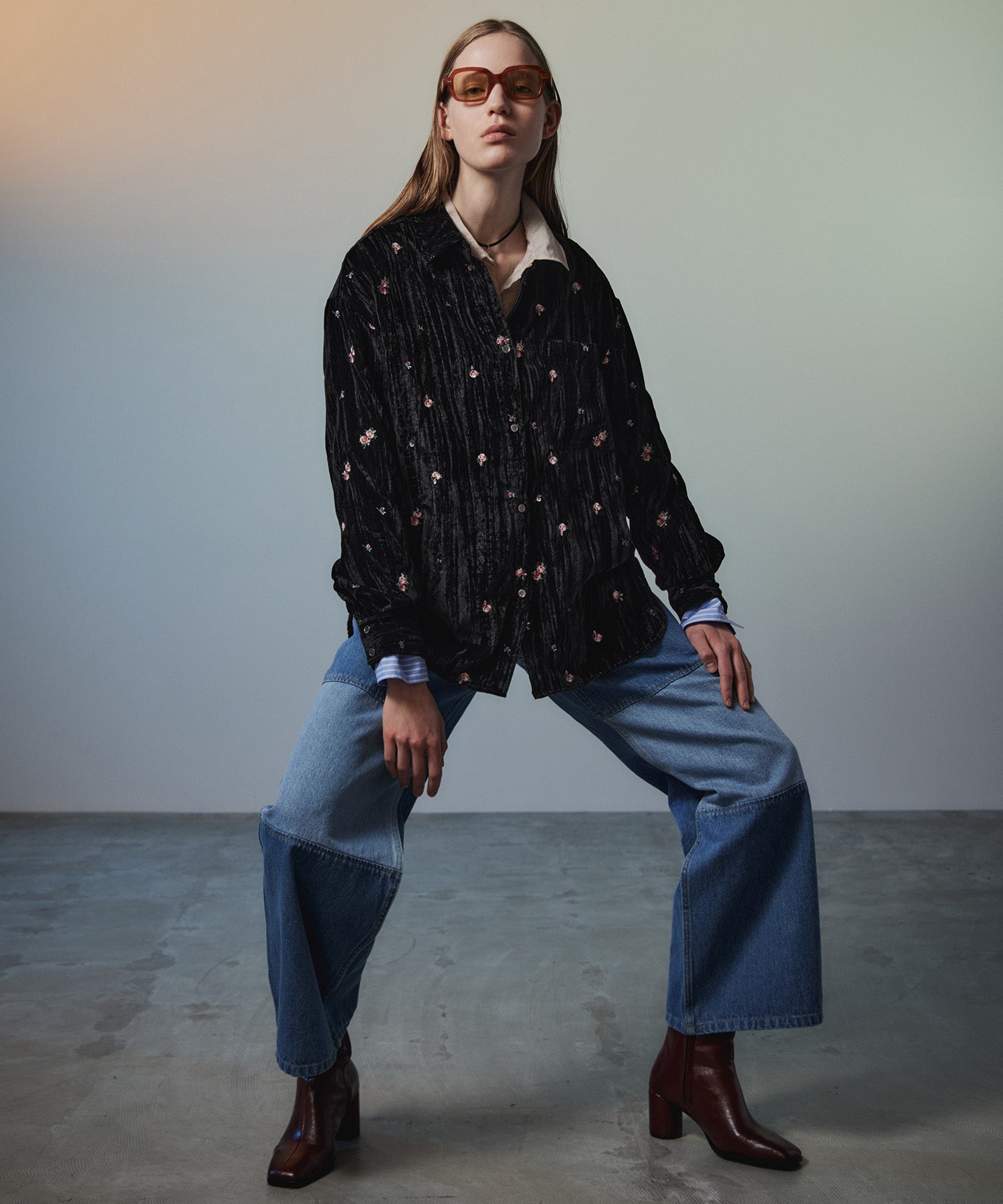 【26AUTUMN PRE-ORDER】Knee Patch Wide Denim
