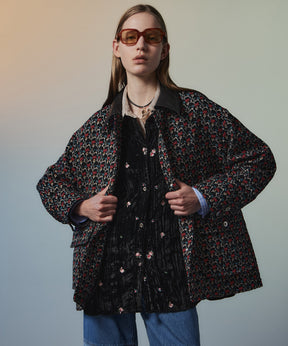 【26AUTUMN PRE-ORDER】Flower Embroidery Velour Overshirt