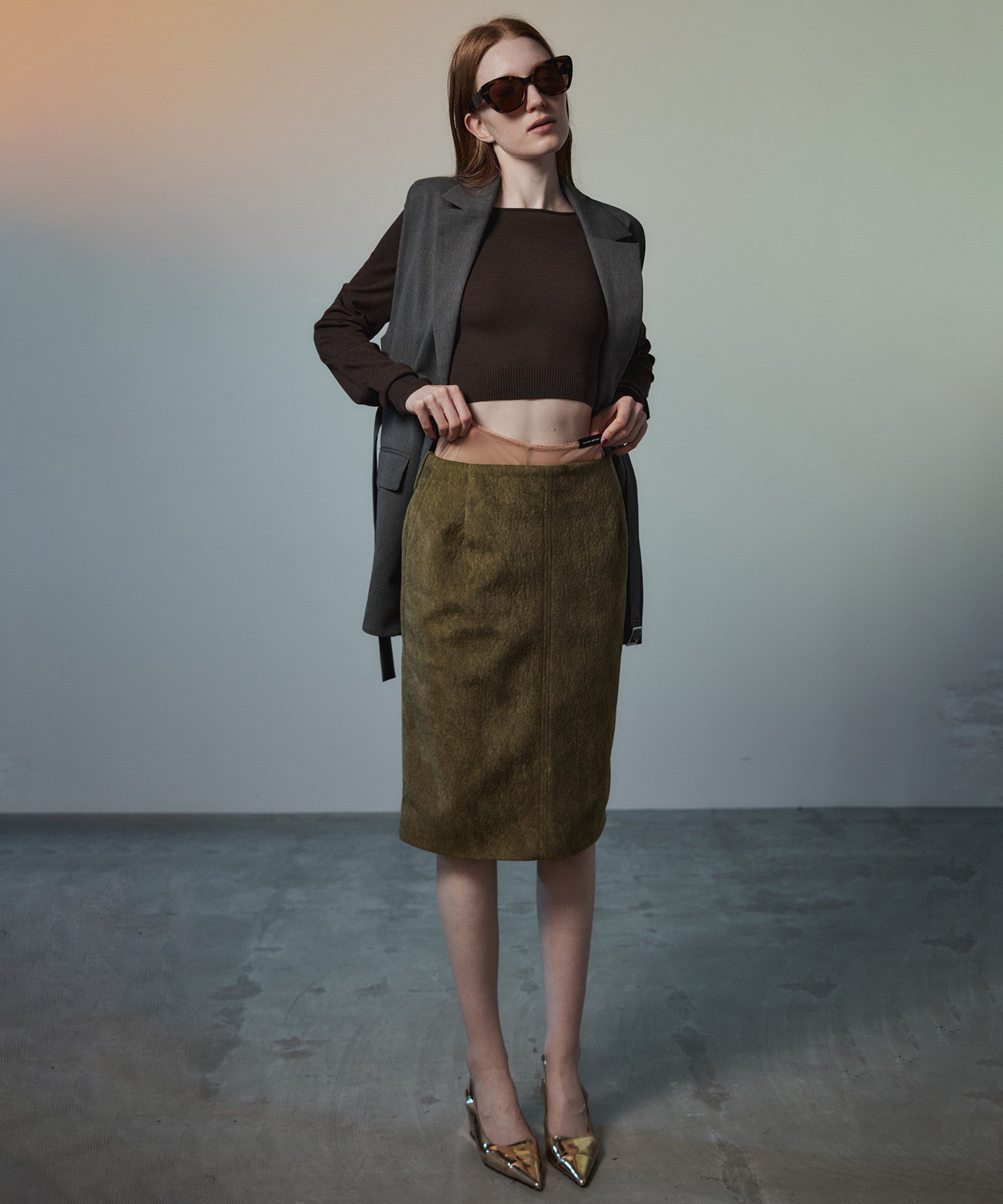 【26AUTUMN PRE-ORDER】Layered Multi-Fabric Midi Skirt