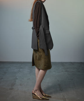 【26AUTUMN PRE-ORDER】Layered Multi-Fabric Midi Skirt
