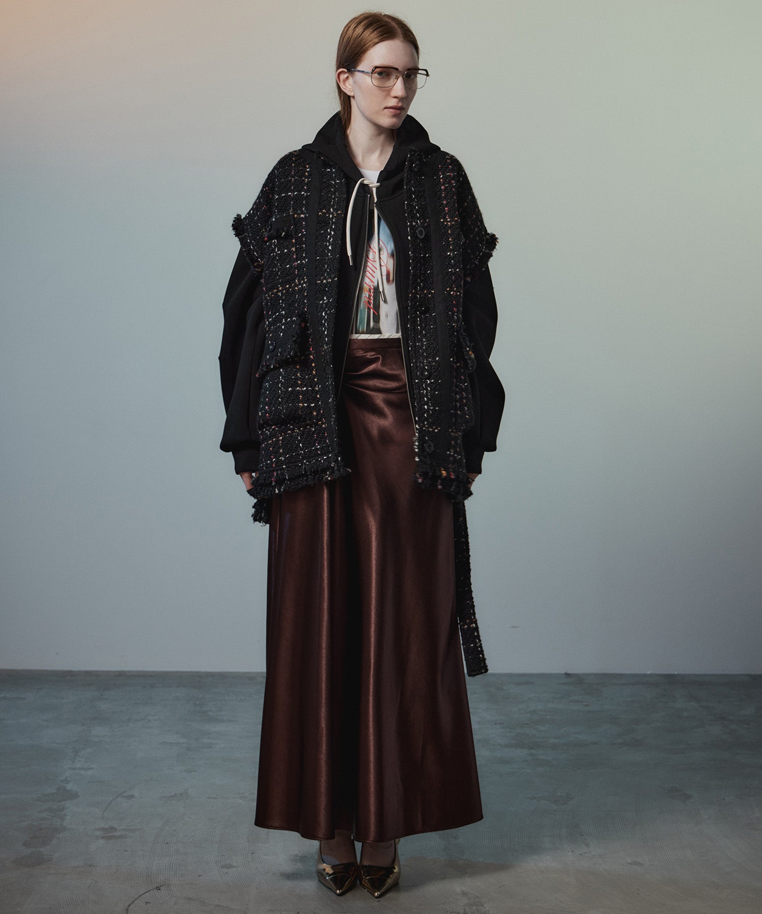 【26AUTUMN PRE-ORDER】Belted Tweed Oversized Vest