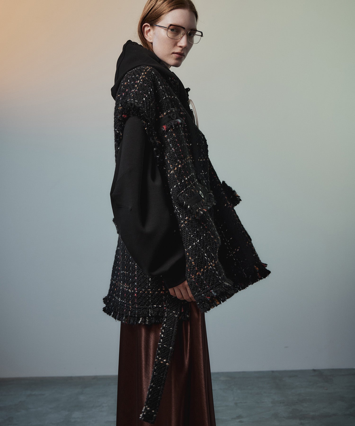【26AUTUMN PRE-ORDER】Belted Tweed Oversized Vest