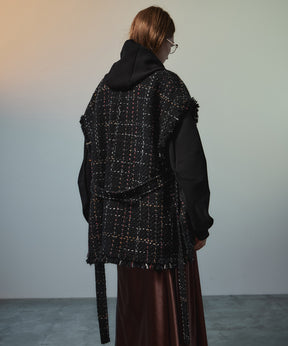 【26AUTUMN PRE-ORDER】Belted Tweed Oversized Vest