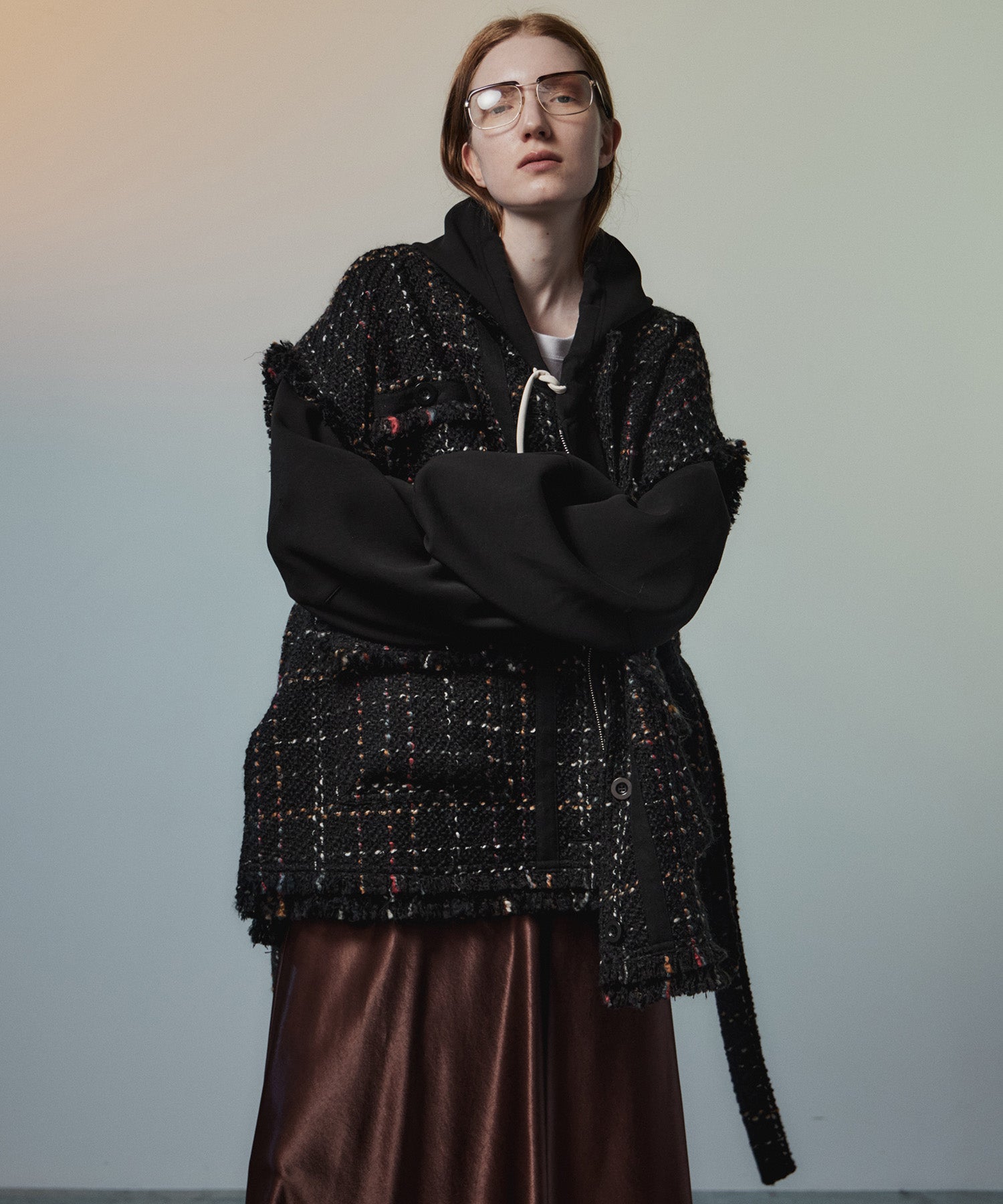 【26AUTUMN PRE-ORDER】Belted Tweed Oversized Vest