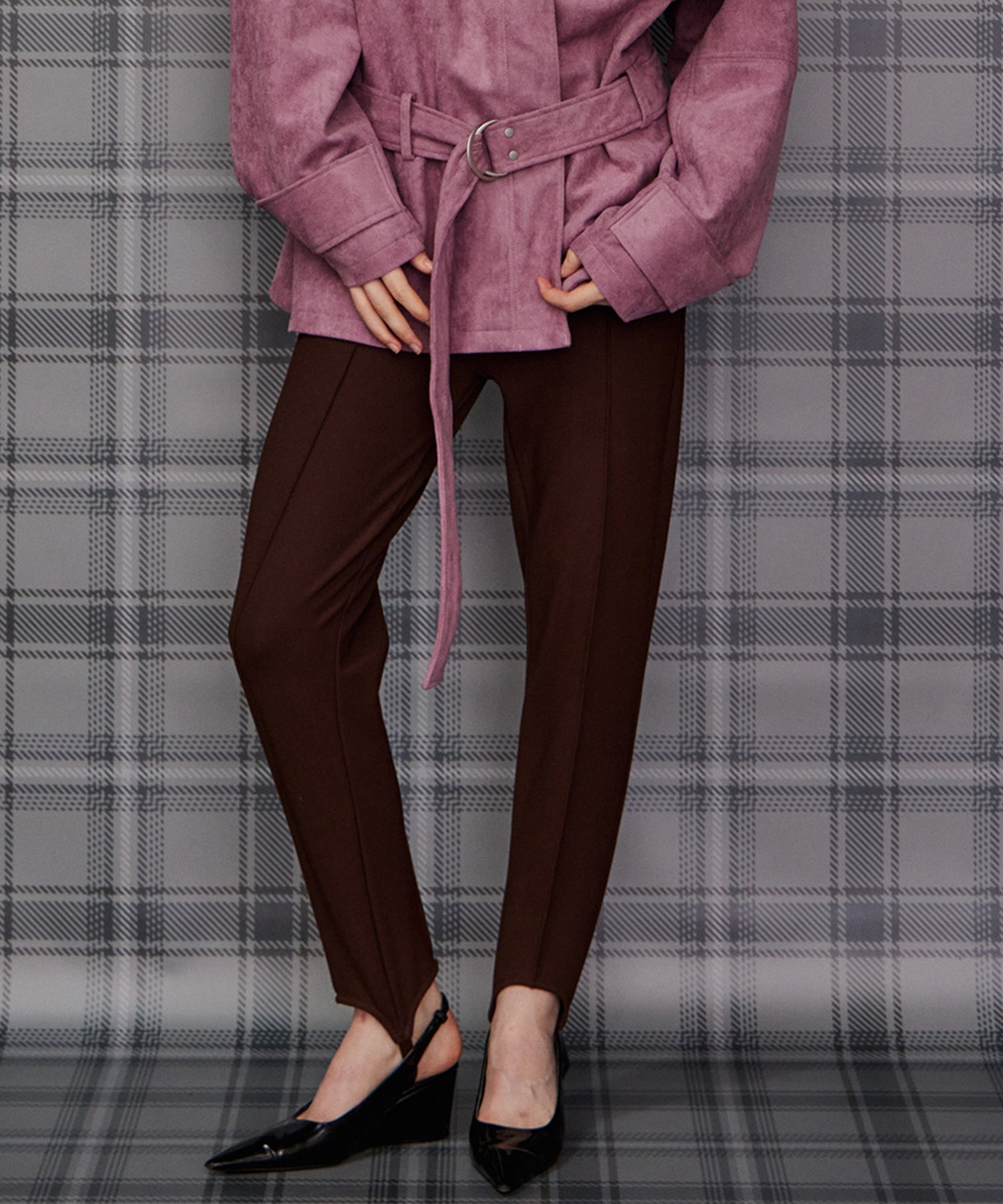 【26AUTUMN PRE-ORDER】Pintuck Stretch Stirrup Pants