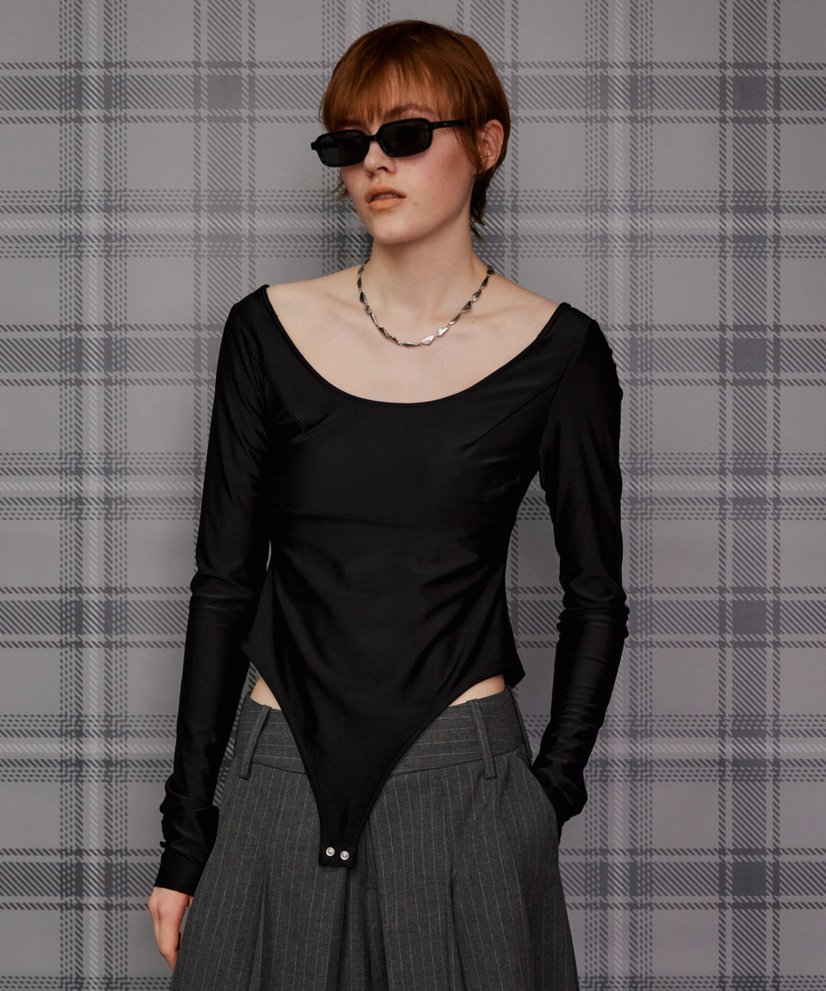 【26AUTUMN PRE-ORDER】Open-Neck Bodysuit
