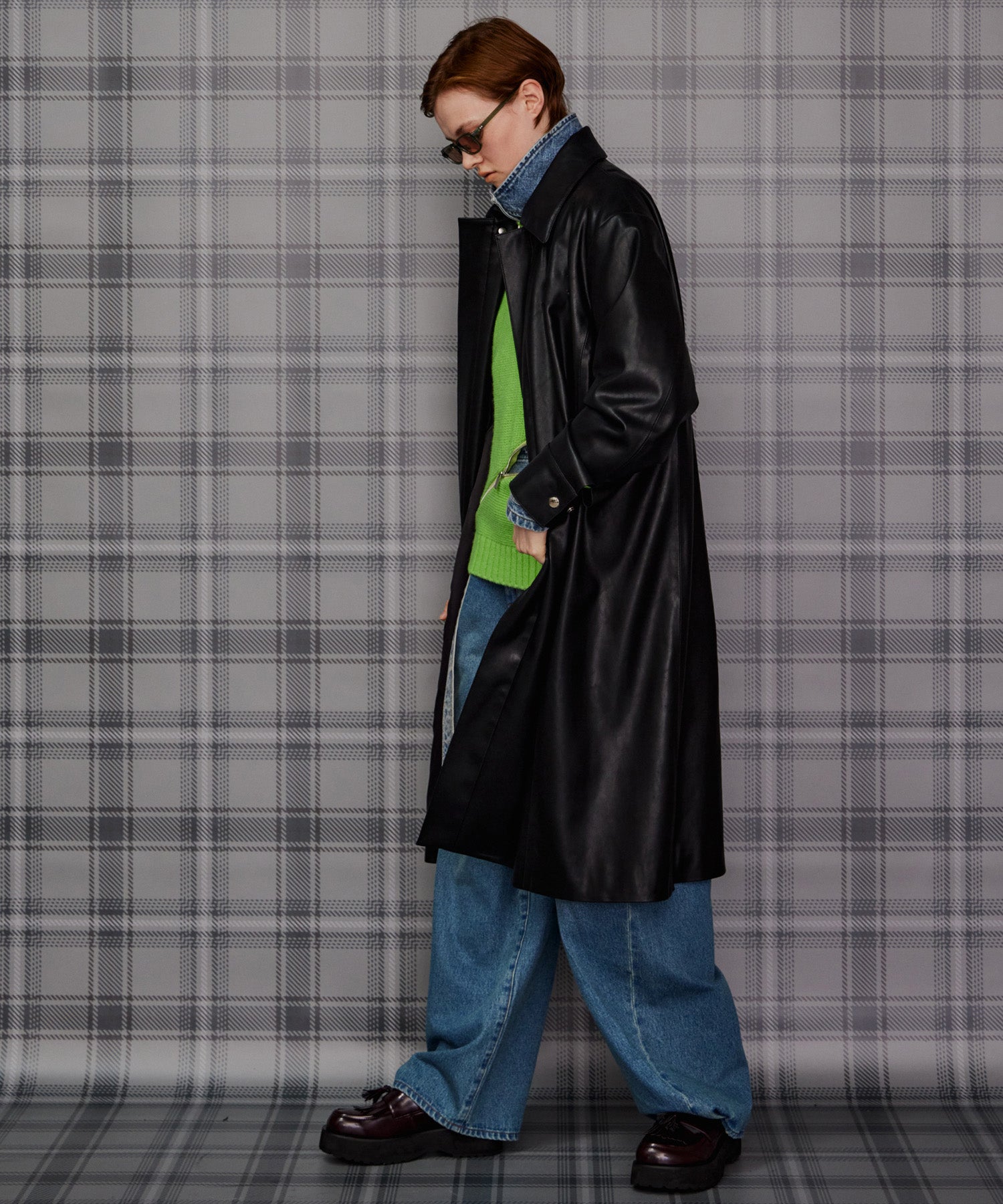【26AUTUMN PRE-ORDER】Stand Collar Leather Long Coat