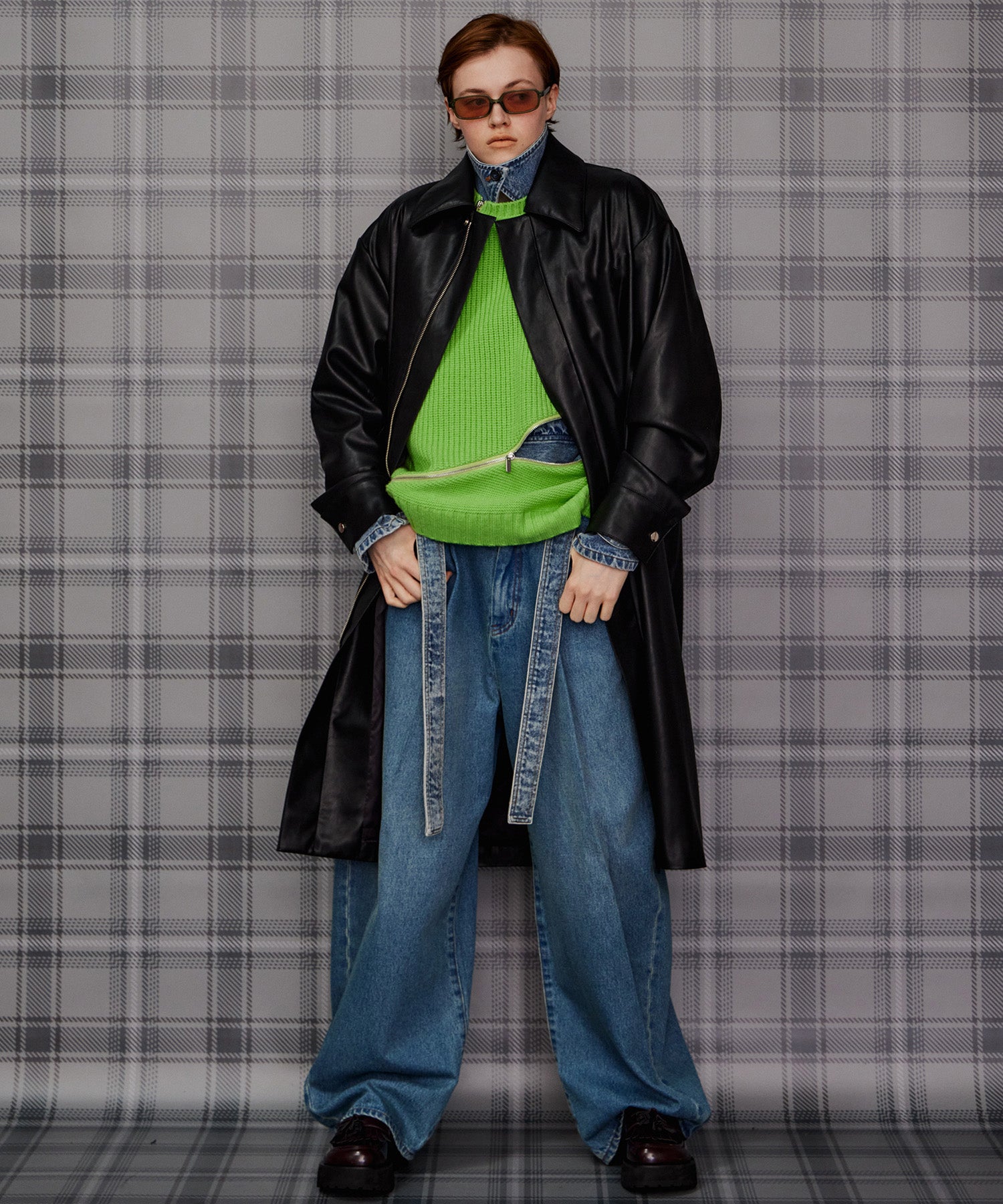 【26AUTUMN PRE-ORDER】Stand Collar Leather Long Coat