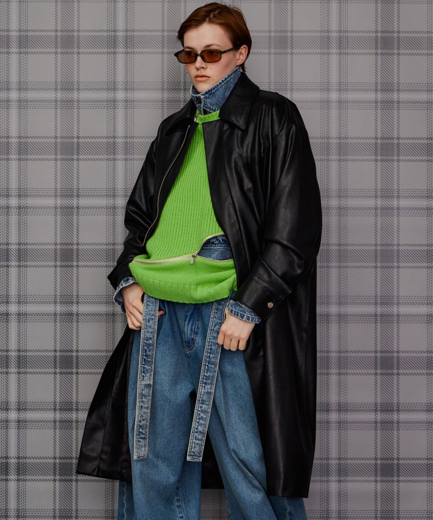 【26AUTUMN PRE-ORDER】Stand Collar Leather Long Coat