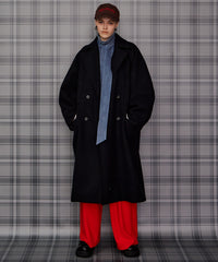 Super140's Balloon Sleeve Wool Long Coat
