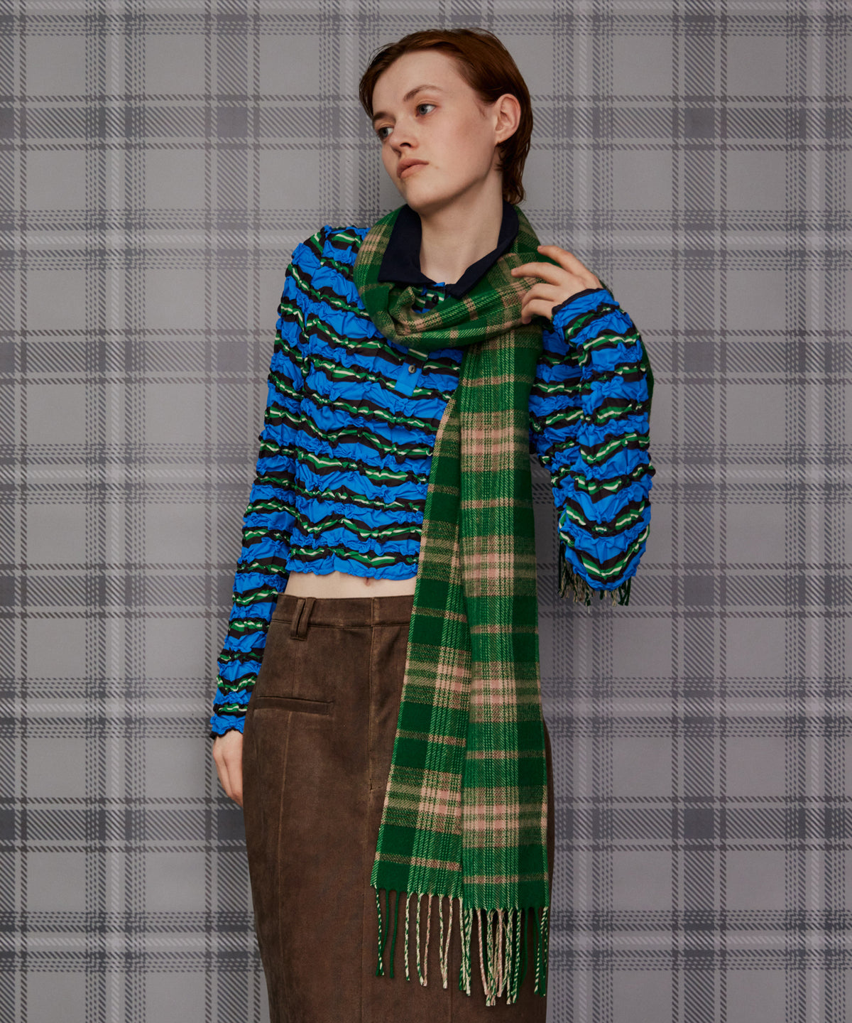 【26AUTUMN PRE-ORDER】Shirring Border Polo Shirt