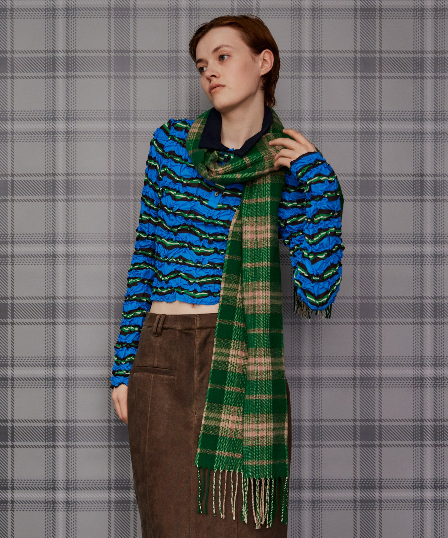 【26AUTUMN PRE-ORDER】Shirring Border Polo Shirt