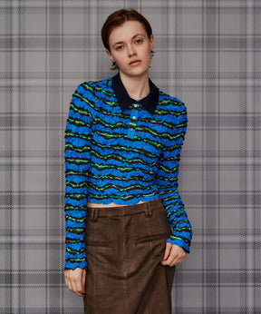 【26AUTUMN PRE-ORDER】Shirring Border Polo Shirt
