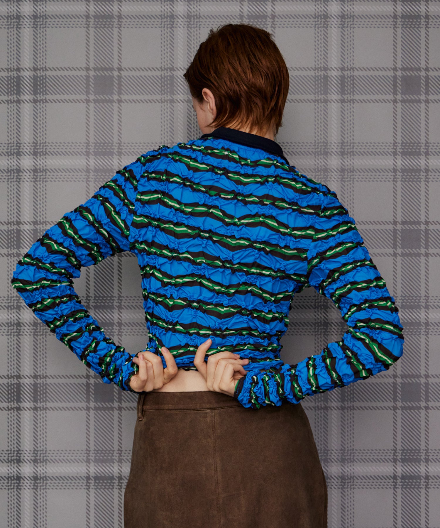 【26AUTUMN PRE-ORDER】Shirring Border Polo Shirt