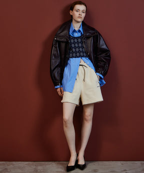 【26AUTUMN PRE-ORDER】Oversized Stand Collar Leather Blouson