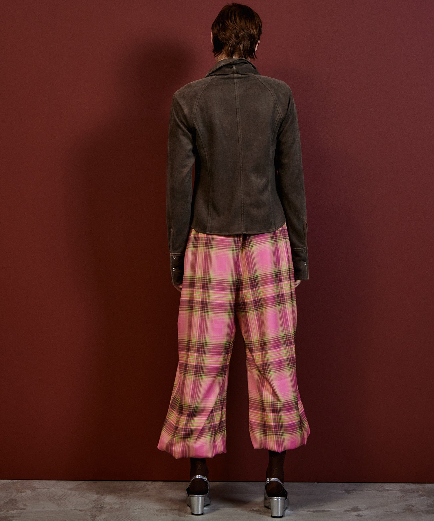【26AUTUMN PRE-ORDER】Satin Check Easy Pants