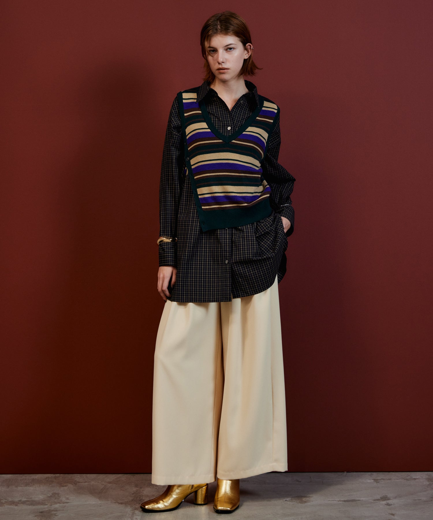 【26AUTUMN PRE-ORDER】Multi-Border Knit Vest