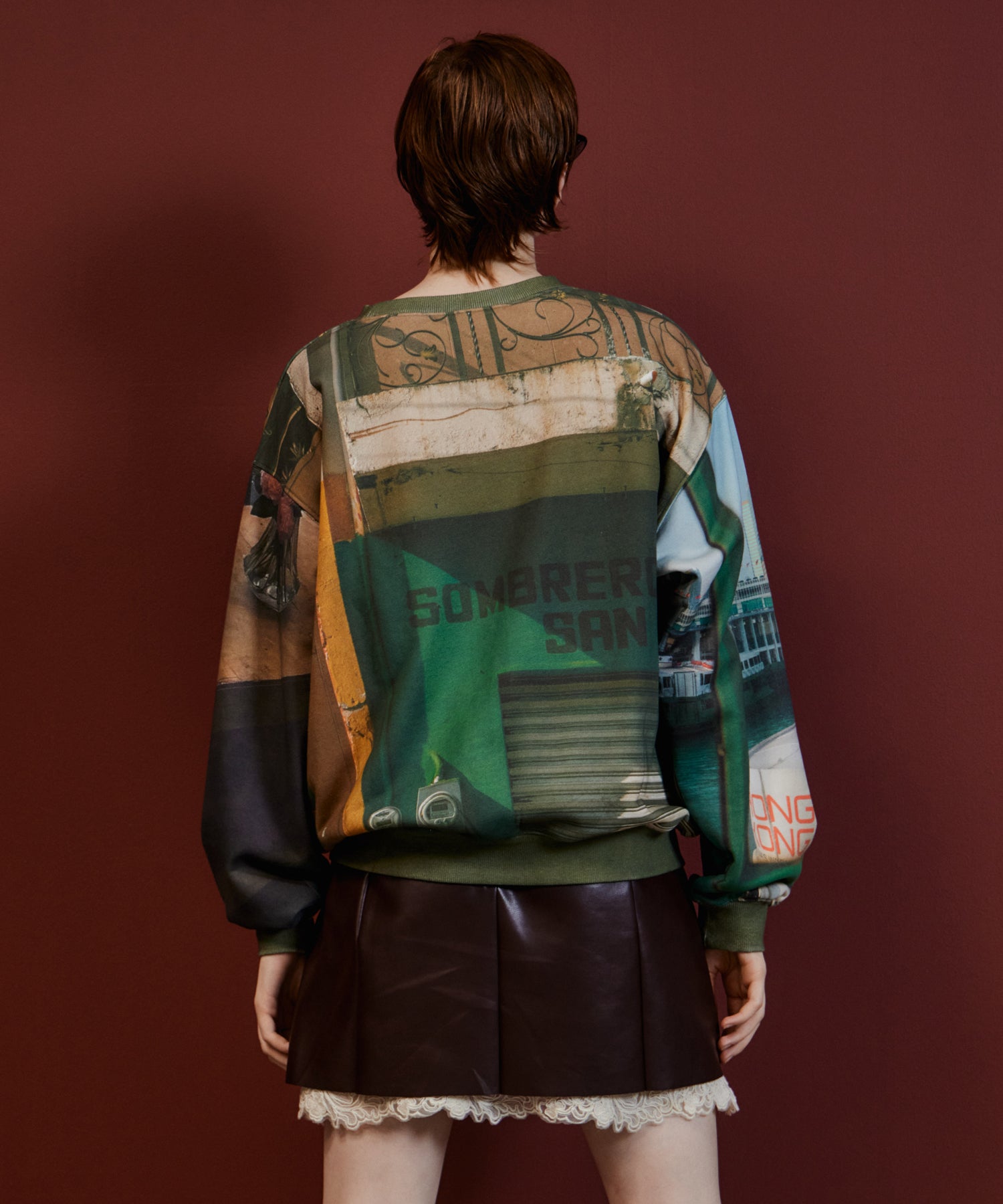 【26AUTUMN PRE-ORDER】Lace-Trim Vegan Leather Tunic