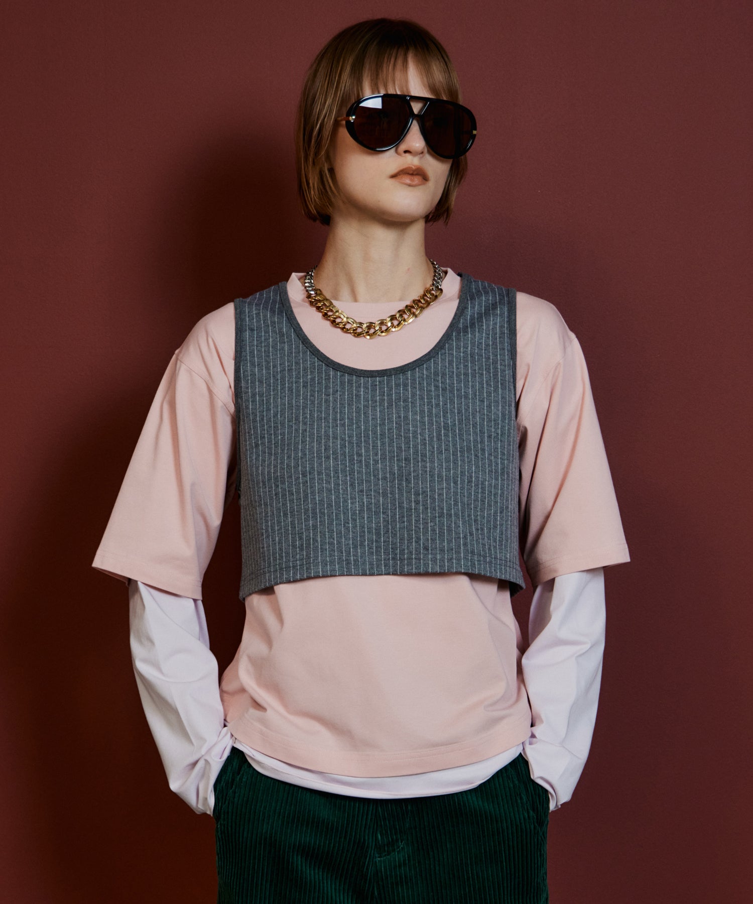 【26AUTUMN PRE-ORDER】Multi-Fabric Layered T-Shirt
