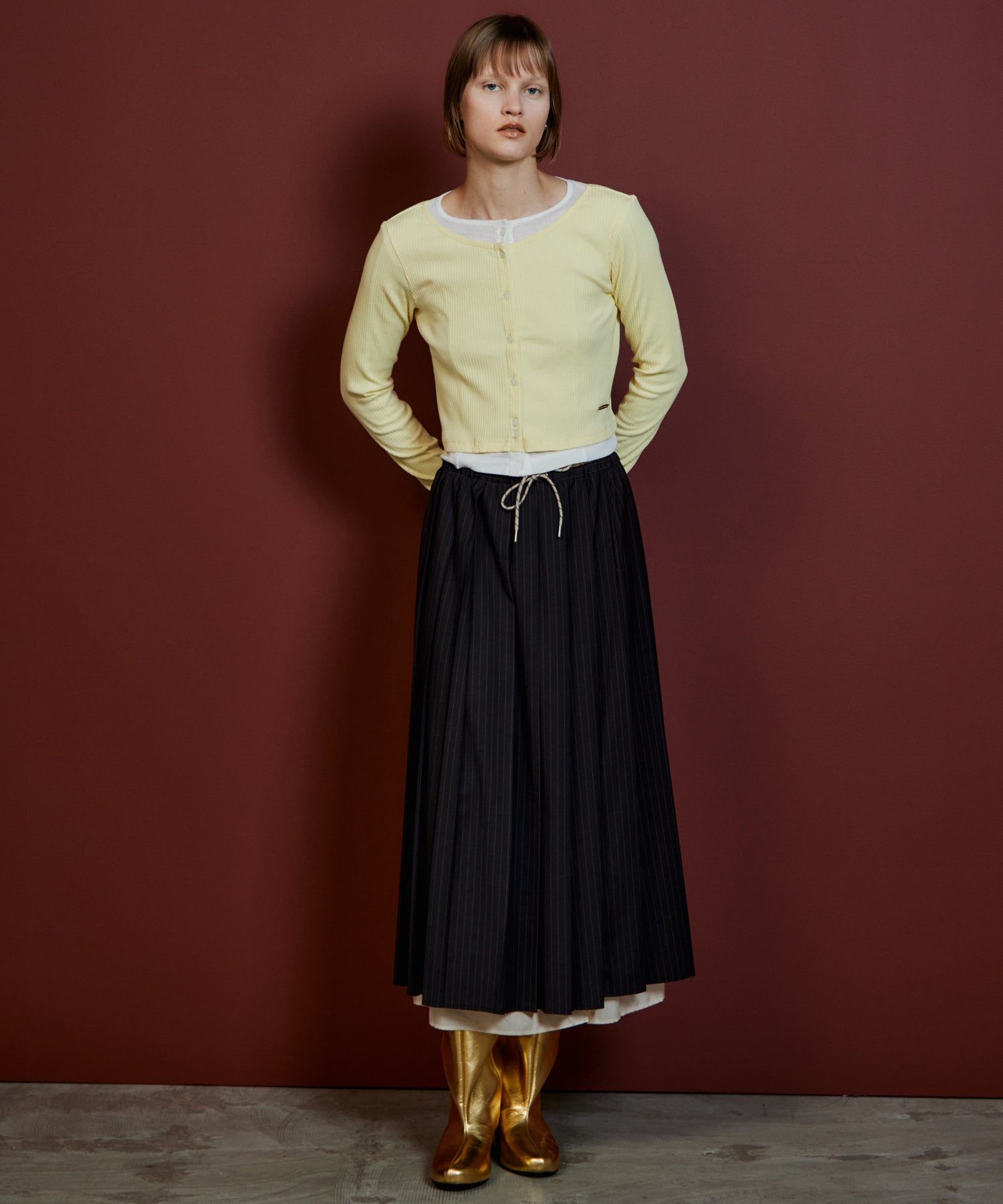 【26AUTUMN PRE-ORDER】Waist Drawstring Pleated Skirt