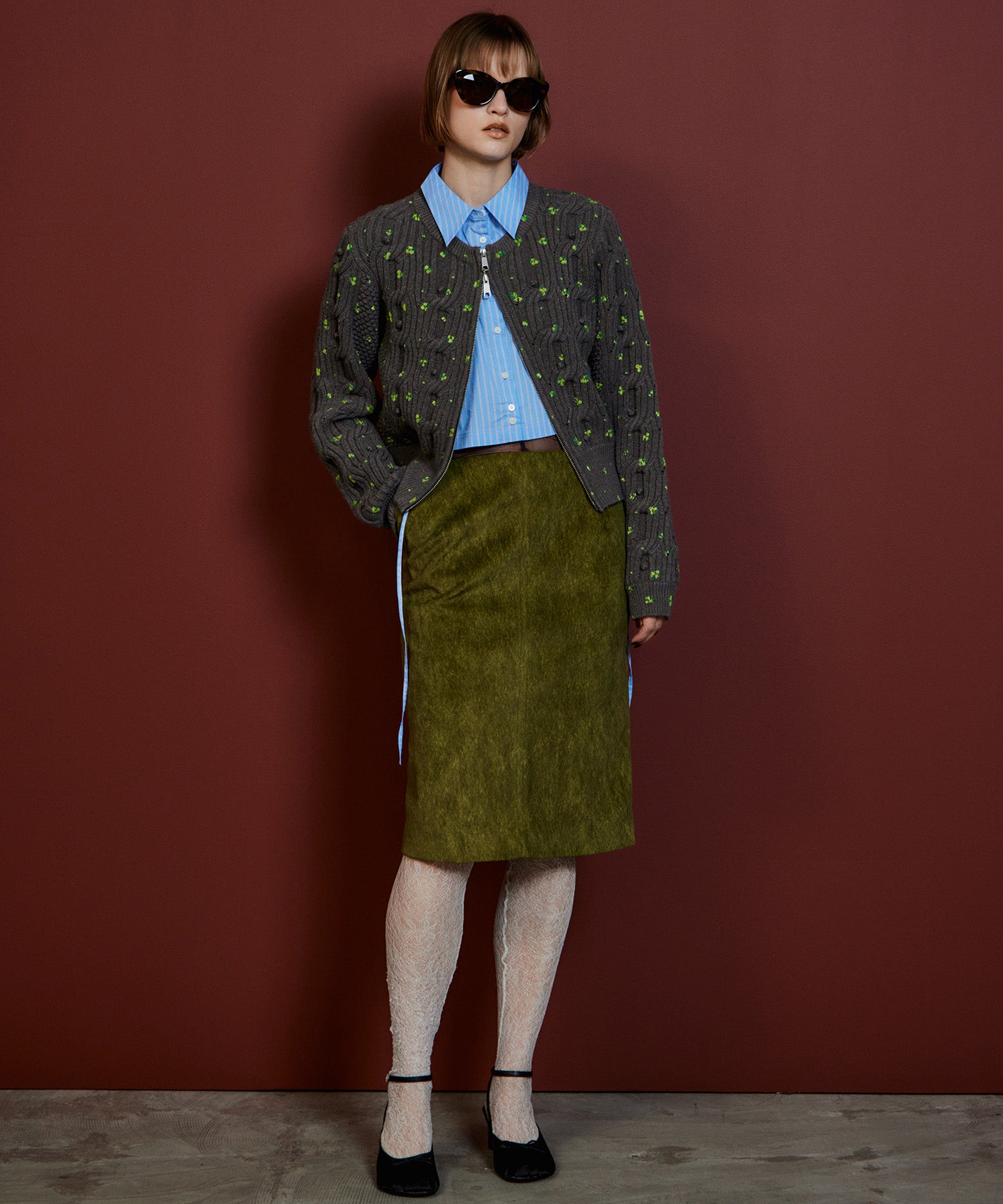 【26AUTUMN PRE-ORDER】Layered Multi-Fabric Midi Skirt