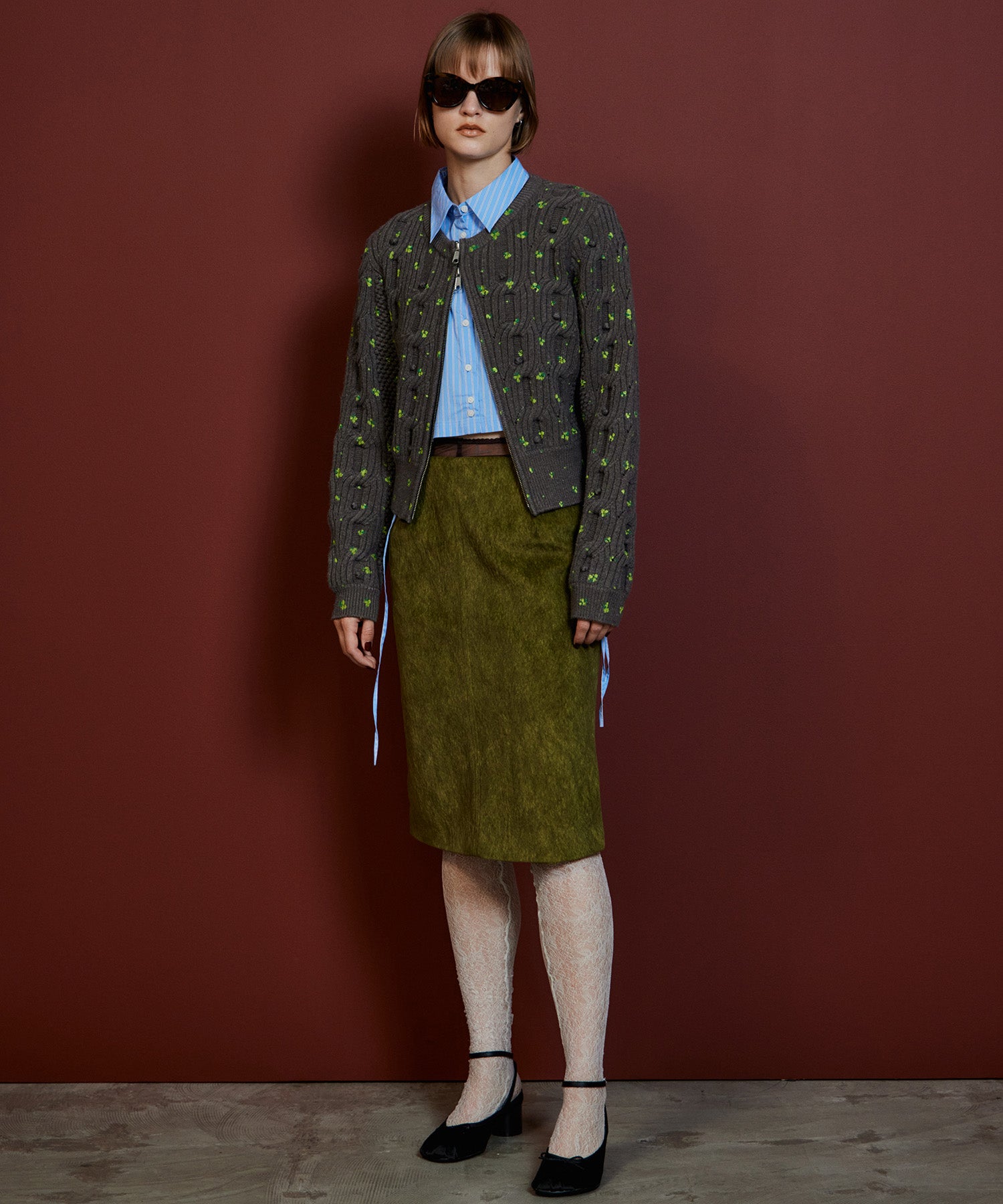 【26AUTUMN PRE-ORDER】Layered Multi-Fabric Midi Skirt