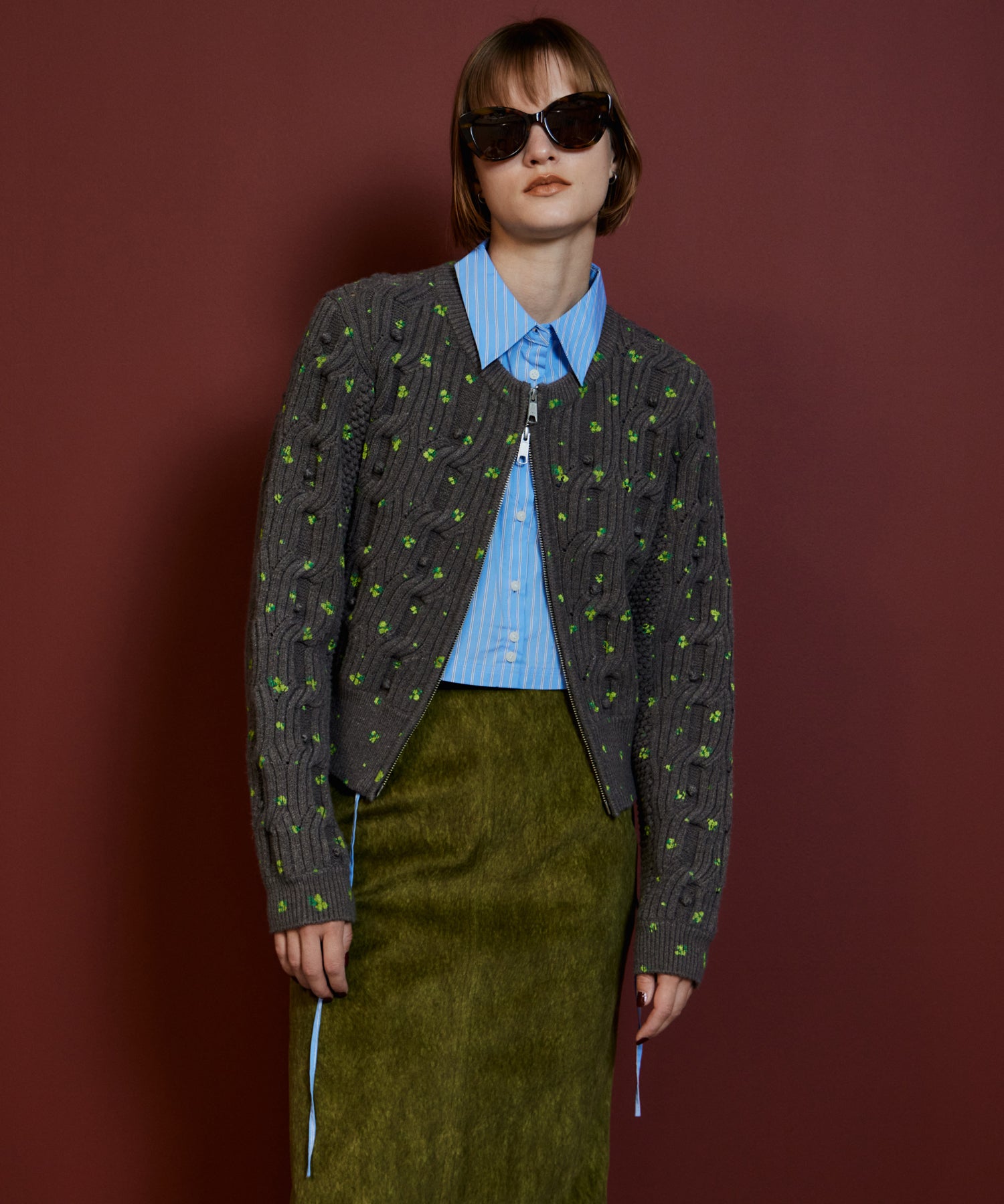 【26AUTUMN PRE-ORDER】Cable Flower Knit Cardigan