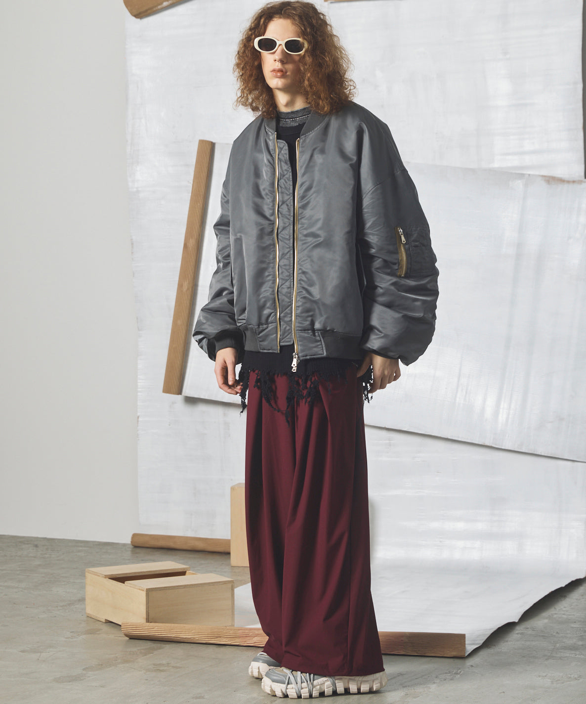 [26SS PRE-ORDER] Airy Striped Gabardine Prime-Wide Two-tuck Pants