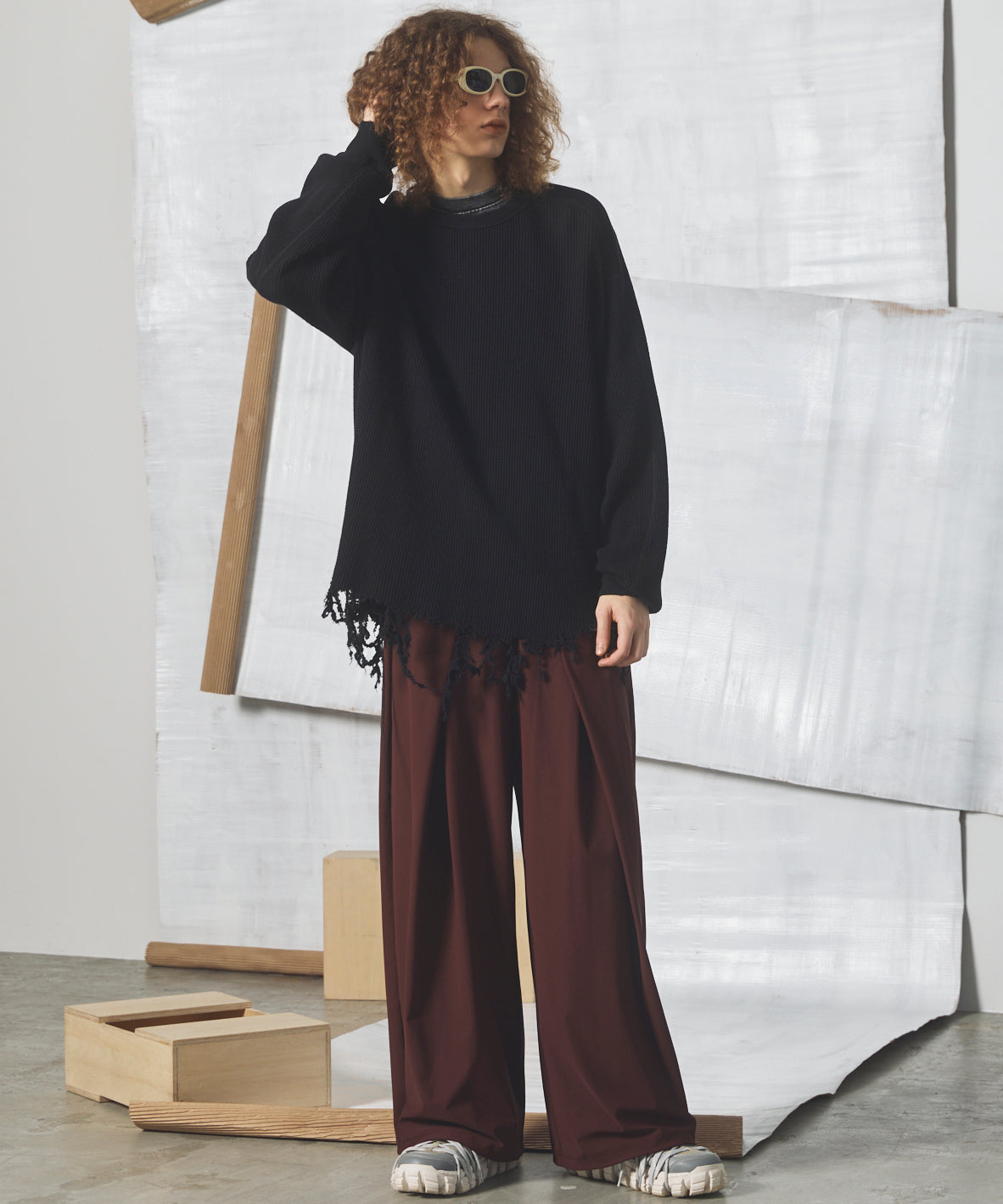 【26AW PRE-ORDER】Destructive Damage Prime-Over Long Sleeve Waffle T-Shirt