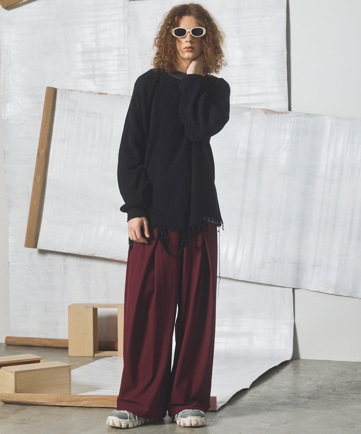 [26SS PRE-ORDER] Airy Striped Gabardine Prime-Wide Two-tuck Pants