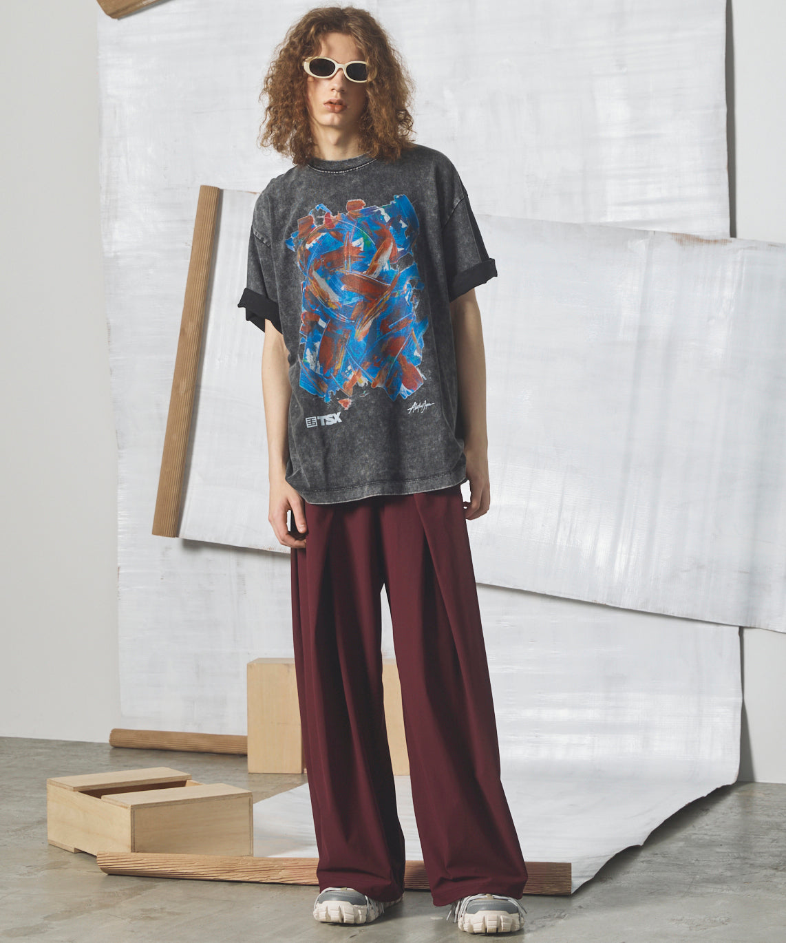 [26SS PRE-ORDER] Airy Striped Gabardine Prime-Wide Two-tuck Pants