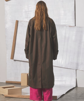 【26AW PRE-ORDER】120/2/2 Suvin Cotton Gabardine Prime-Over Leather Collar Balmacaan Coat