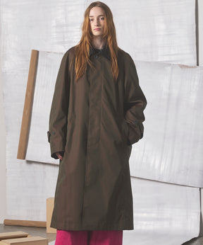 【26AW PRE-ORDER】120/2/2 Suvin Cotton Gabardine Prime-Over Leather Collar Balmacaan Coat