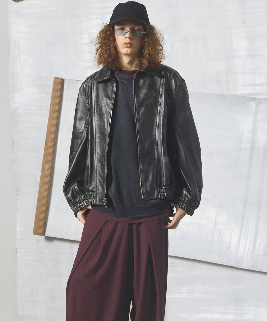 【26AW PRE-ORDER】Sheep Leather Prime-Over Single Collard Blouson
