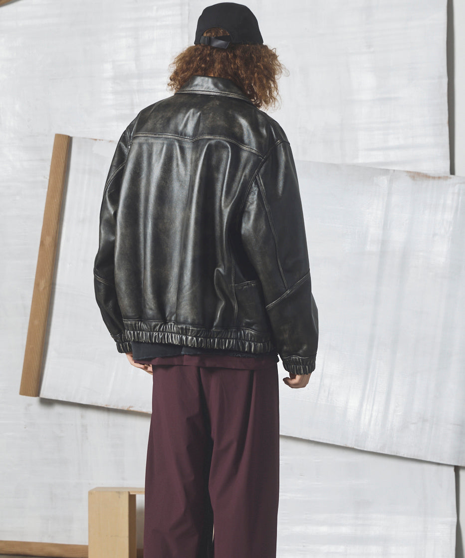 【26AW PRE-ORDER】Sheep Leather Prime-Over Single Collard Blouson