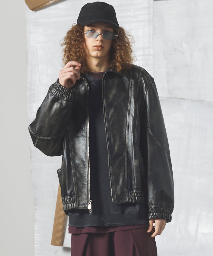 【26AW PRE-ORDER】Sheep Leather Prime-Over Single Collard Blouson