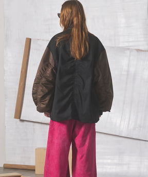 【26AW PRE-ORDER】Prime-Over MA-1 Sleeve Double Breasted Curved Zip Tailored Jacket