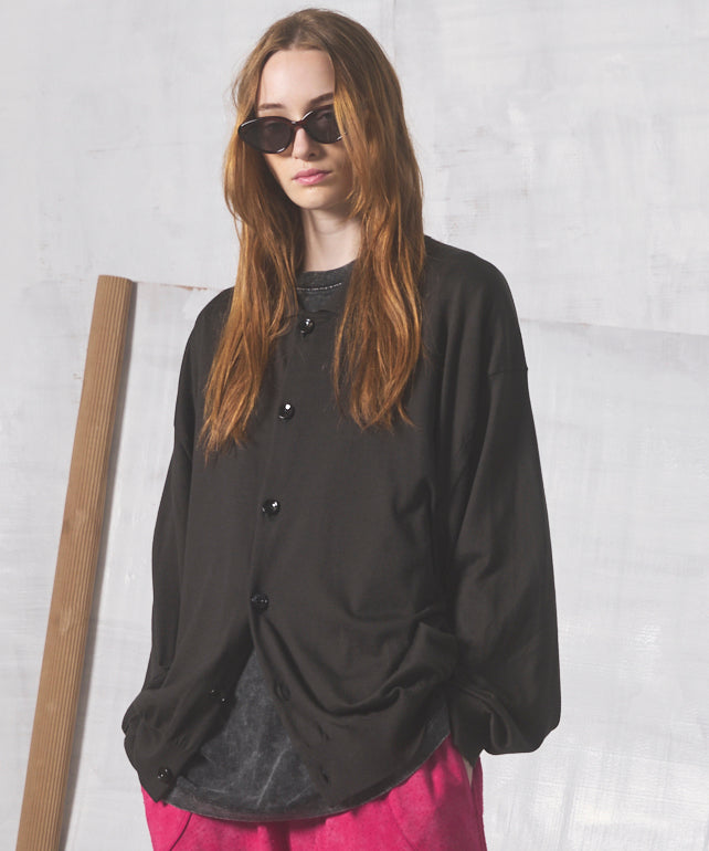 Airy Striped Gabardine Prime-Over Short-sleeved Shirt